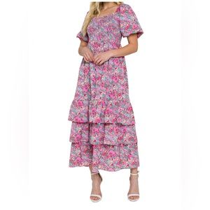 Free the Roses Floral Print Maxi Dress, size large, worn once
